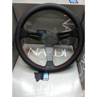 B.S.D พวงมาลัย NARDI ก้านสีดำ ยก 3 นิ้ว รอบวง 13.5 นิ้ว พร้อมน็อตและแป้นแตร