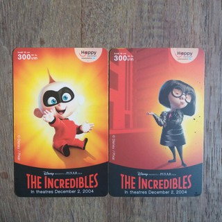 [ของสะสม] บัตรเติมเงินแฮปปี้ Happy ค่ายดีแทค (Dprompt เก่า) ชุดโปสเตอร์ภาพยนตร์ The Incredibles ค่าย Pixar ปี 2547