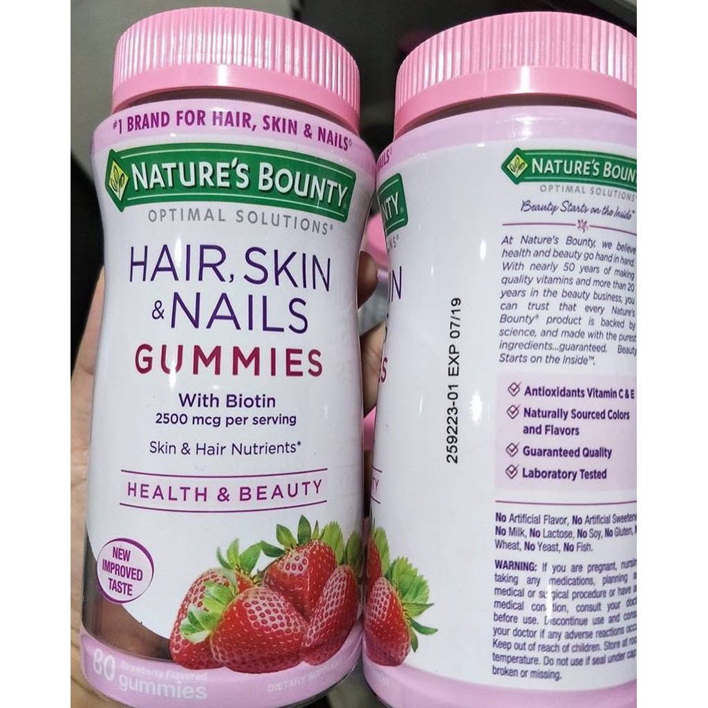 Natures Bounty Hair Skin &amp; Nails Gummies” with Biotin (80 เม็ด)