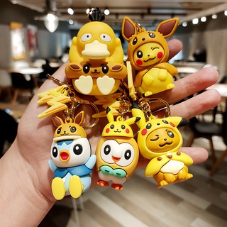 Takara TOMY พวงกุญแจ จี้ตุ๊กตา Pokemon Go Pikachu Psyduck Eevee ของเล่นสําหรับเด็ก ผู้ใหญ่