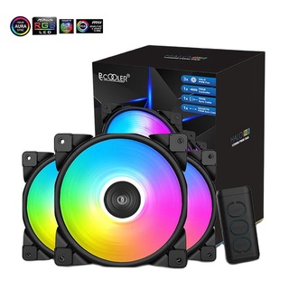 Aigo พัดลมระบายความร้อน 2000RPM 3fans Pccooler Halo 12v 4pin RGB 120 มม. พร้อมตัวควบคุม