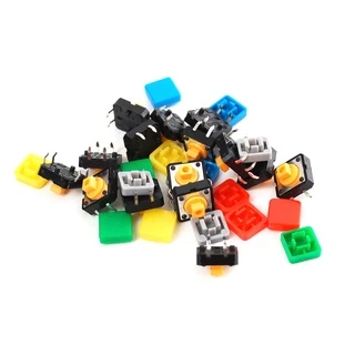 สวิตช์ปุ่ม กดติด ปล่อยดับ ปุ่ม หมวกกลม 12 mm. สี่เหลี่ยม Round Square Tactile Button Caps switch