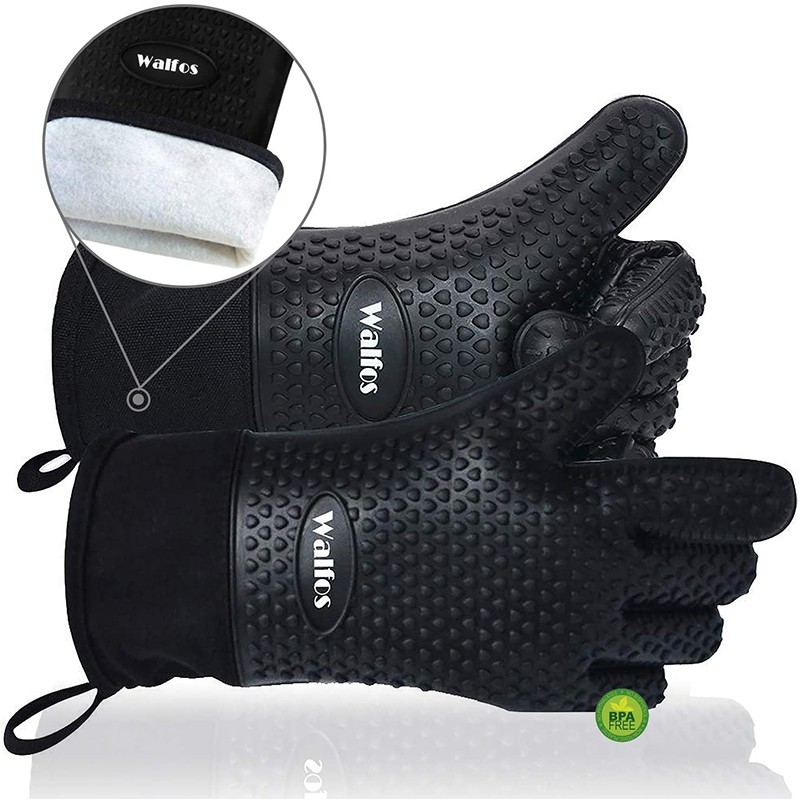 Walfos ถุงมือซิลิโคน ผ้าฝ้าย แบบหนา ทนความร้อน สําหรับห้องครัว 1 ชิ้น