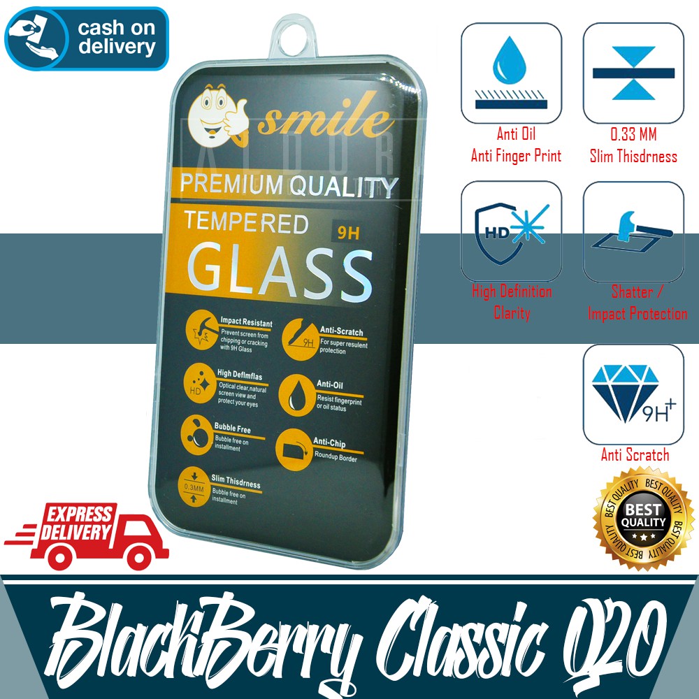 Blackberry Q20 Classic Clear Tempered Glass Anti-Scratch Premium Smile Glass