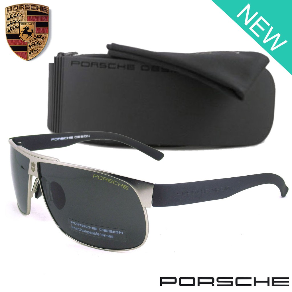 Polarized แว่นกันแดด แฟชั่น รุ่น PORSCHE UV 8535 C-4 สีเงินเลนส์ดำ เลนส์โพลาไรซ์ ขาข้อต่อ สแตนเลส สต