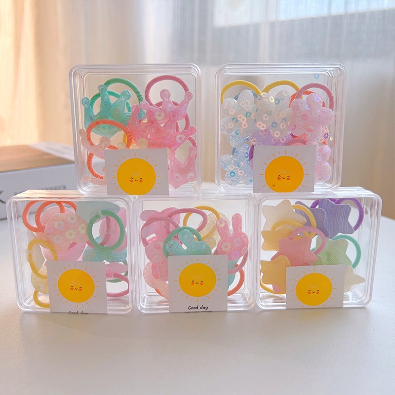 ยางรัดผมเด็ก พาสเทล 10เส้น พร้อมกล่อง น่ารัก ยางมัดผม - รูปที่ 2