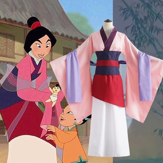 Disney ชุดคอสเพลย์ การ์ตูนดิสนีย์ Mulan Pink สําหรับผู้ใหญ่ พร้อมส่ง