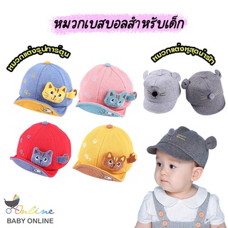 Babyonline(Y063)B2หมวกเบสบอลประดับหูน่ารักสำหรับเด็ก