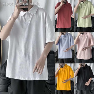 เสื้อยืดโอเวอร์ไซส์ผู้ชายสีทึบแขนสั้นผ้าฝ้ายหลวม