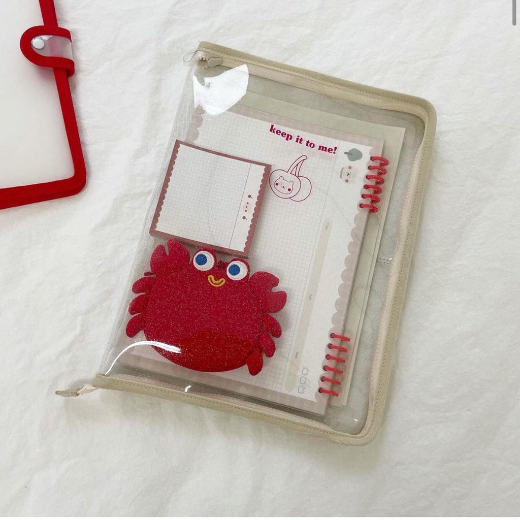 Korean ins style simple transparent PVC tablet notebook storage bag hand account portable a4 folder 
