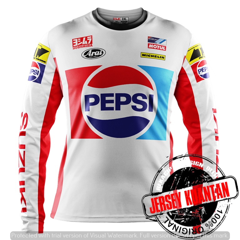 จัดส่งจาก kutan, Pahang - เสื้อเชิ้ต Retro Suzuki Pepsi (แขนยาว)