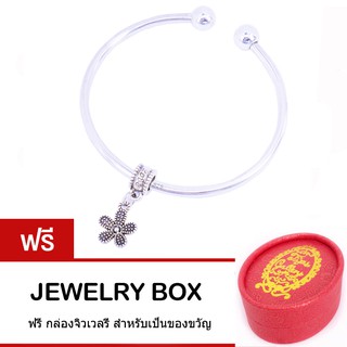 Tips Gallery กำไล สร้อยข้อมือเงินแท้ 925 หุ้มทองคำขาว รุ่น Daisy Floral Love Bracelet Design TBS172