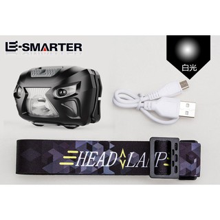 ไฟฉายคาดหัว LED Q5 USB เซนเซอร์เปิด-ปิดอัตโนมัติ ไฟฉุกเฉิน E-Smarter Headlamps