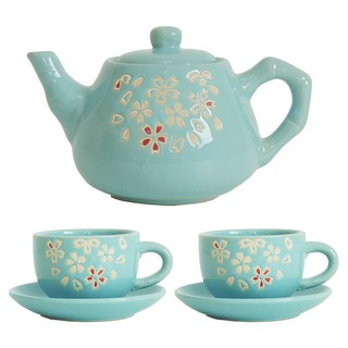 ถูกที่สุด✅  ยูเอส ชุดน้ำชา บลอสซั่ม รุ่น COL-66 เซ็ต 6 ชิ้น คละสี US Ceramic Tea Cup with Saucer &amp; Teapot Set Bloosom 6