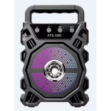kts KTS-1080 ลำโพงบลูทูธไร้สายแบบพกพา สีดำ ขนาด 101.6 มม.
