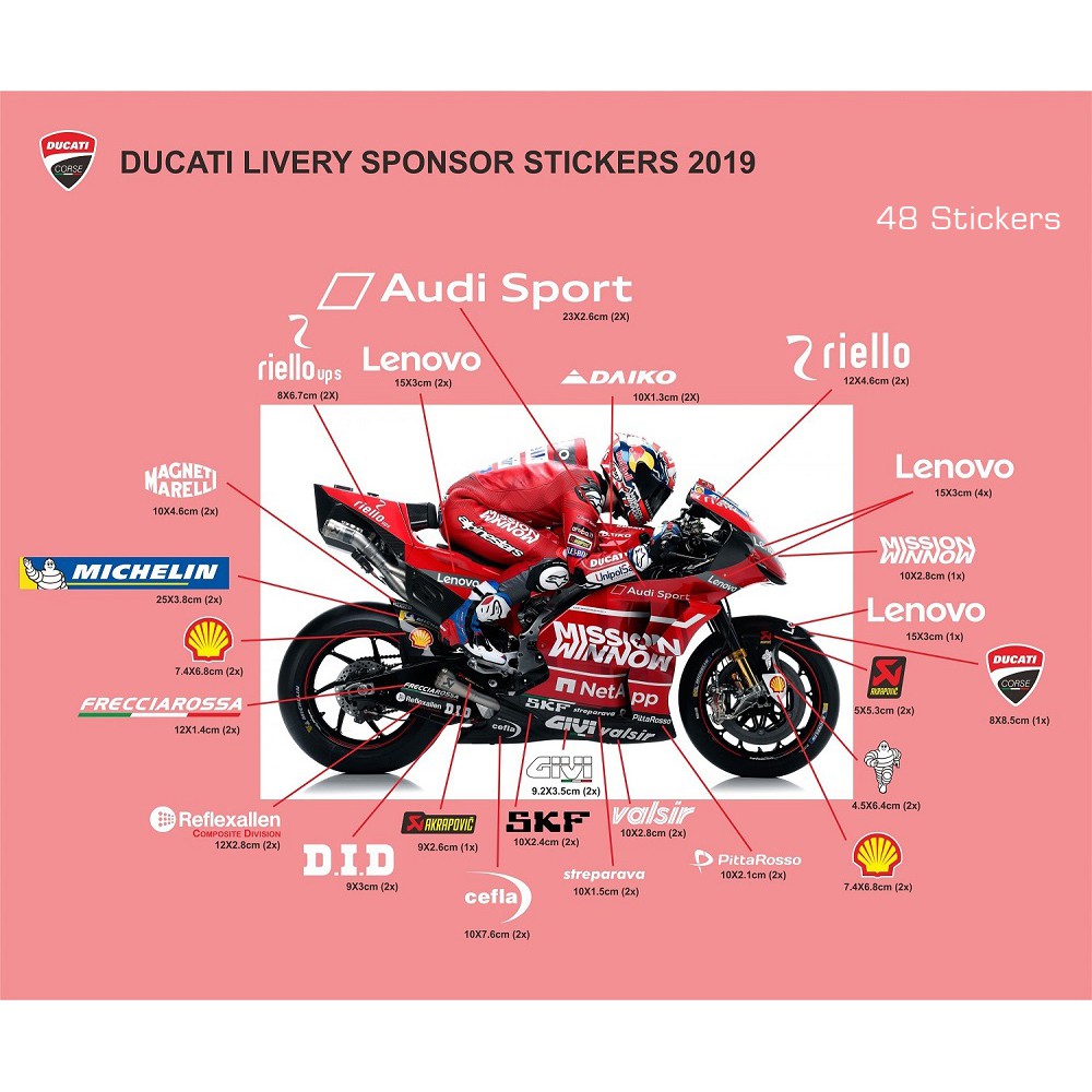 สติ๊กเกอร์ Ducati Motogp Livery Sponsor 2019 2020