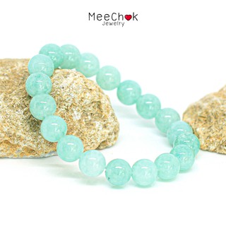 หินมงคล แต่งสี อมาโซไนท์ Amazonite 10 มิล หินมงคล หินสี กำไลหินเสริมดวง หินสีฟ้า หินสีเขียว By.Meechok