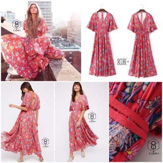 bohemain happy pink maxi dress