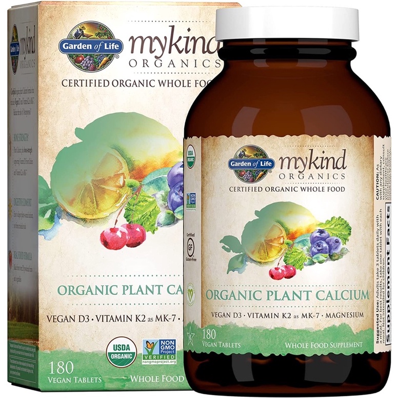 พร้อมส่ง🇺🇸 Garden of Life, MyKind Organics, Organic Plant Calcium, 180 Vegan Tablets