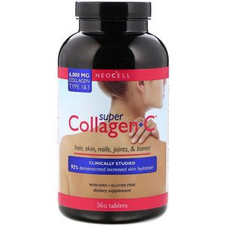 Neocell, Super Collagen+C, Type 1 &amp; 3, 6,000 mg, 360 Tablets