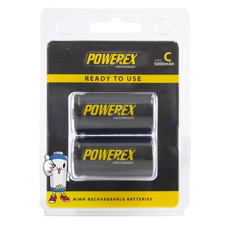 ถ่านชาร์จ POWEREX PRECHARGED C SIZE 5000mAh 2BP