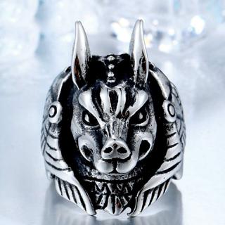 แหวนแฟชั่นวินเทจ amulet Viking Punk Wolf God Man Ring