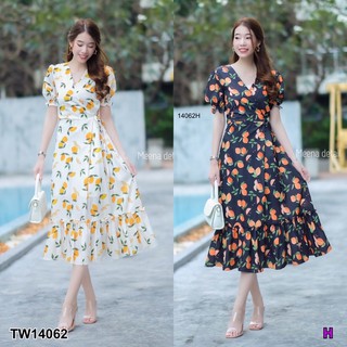 🌼🏖เดรสเที่ยว ไปทะเล Maxi Dress เดรสยาว แขนตุ๊กตา ดีเทลตัวเสื้อแต่งไขว้มีโบว์ผูกเอว มีซับใน ซิบซ่อนด้านหลัง