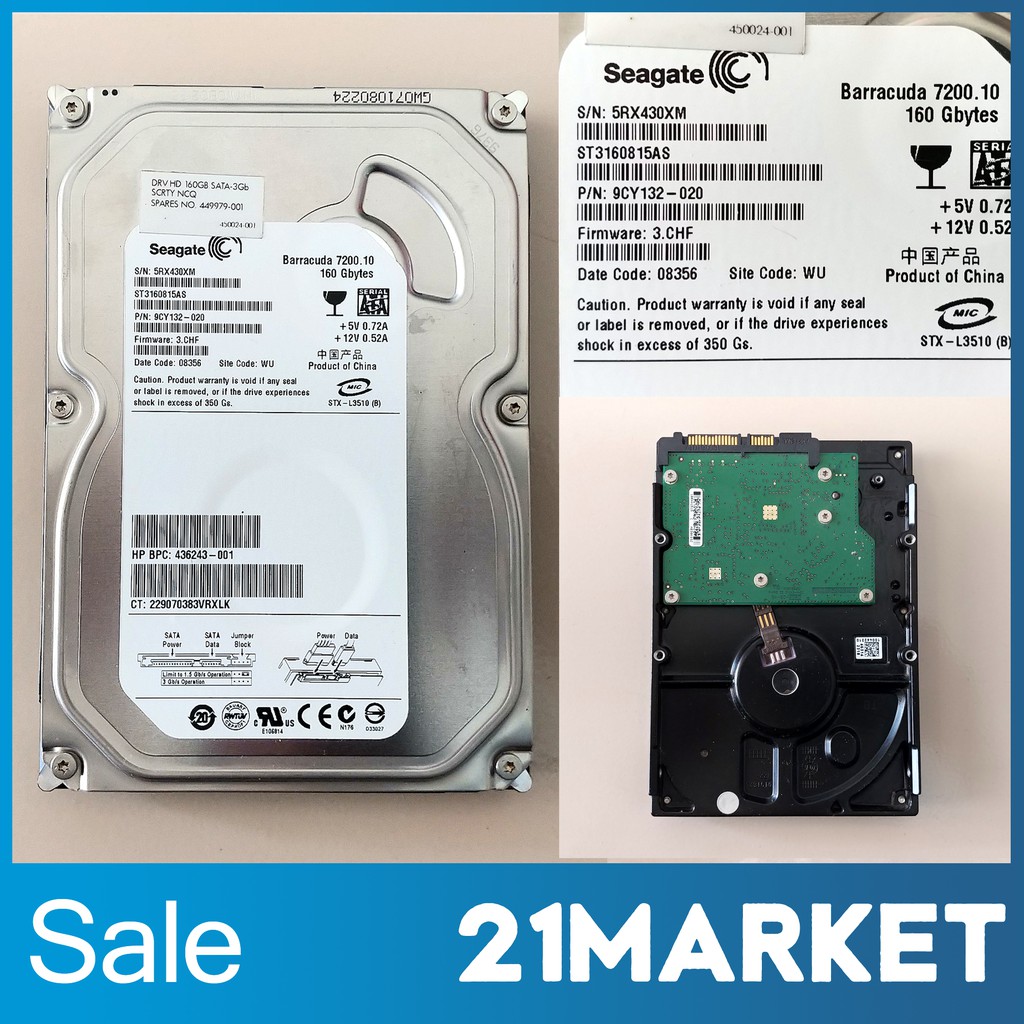 ฮาร์ดดิสก์ Seagate Barracuda รุ่น ST3160815AS SATA Hard Disk Drive 3.5 ...