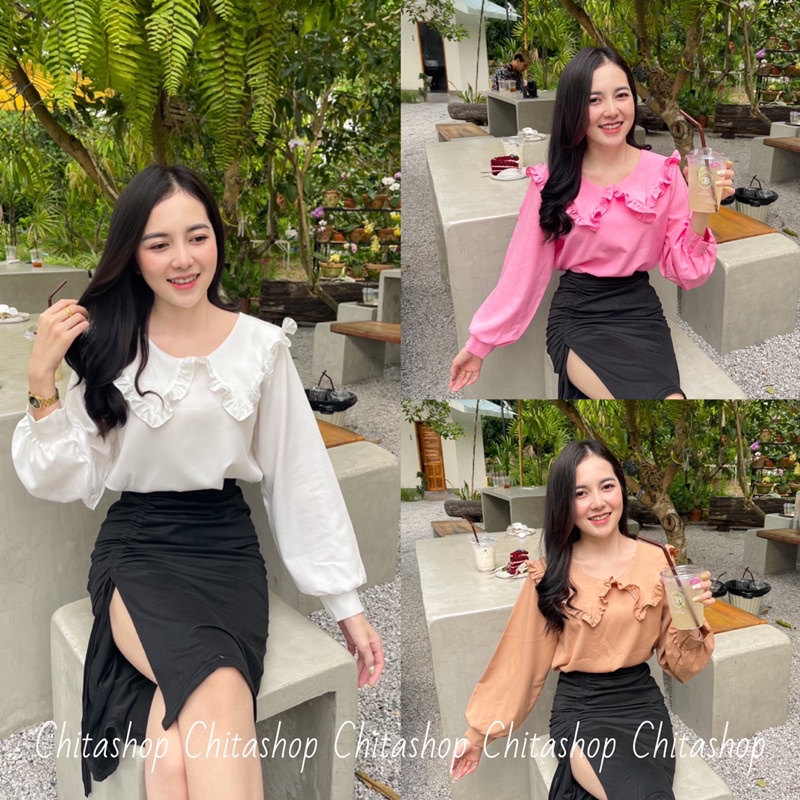 CHITASH♡︎P เสื้อสวยๆ เรียบร้อย น่ารักๆ ใส่ทำงาน ผ้าไหมอิตาลี