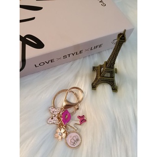 พวงกุญแจ จี้ 5 ชิ้น โบว์ ปาก ดอกไม้ รองเท้า มงกุฏ สีชมพู Keychain charm 012