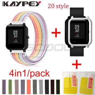 4 in 1 สายคล้องคอสําหรับ for xiaomi huami amazfit bip พร้อมเคสกันรอยหน้าจอ 2 ชิ้น