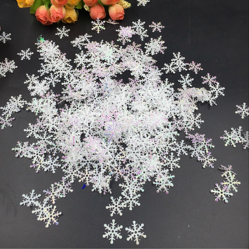 [Featured] เกล็ดหิมะกลิตเตอร์ สีขาวแวววาว ขนาดเล็ก สําหรับตกแต่งต้นคริสต์มาส เทศกาลปีใหม่ งานแต่งงาน 300 ชิ้น
