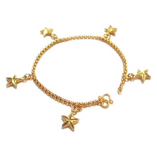 TANITTgems สร้อยข้อมือประดับตุ้งติ้งดาวทองคำแท้ 18K หนา 5 ไมครอน รุ่น TNBG009 - Gold#1300