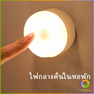 Smileshop โคมไฟหัวเตียง  0.6w  LED โคมไฟ ยึดผนังด้วยแม่เหล็ก ชาร์จ LED  Button night light