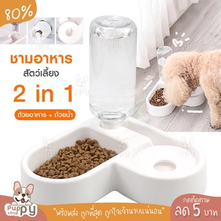 [พร้อมส่ง] 🐶🐱ชามอาหารสัตว์เลี้ยง ถาดอาหาร ถาดน้ำดื่มอัตโนมัติ 2IN1