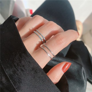 (กรอกโค้ด GG24P ลด 65.-) earika.earrings - basic two layer ring แหวนเงินแท้ ฟรีไซส์ปรับขนาดได้