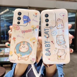 2022 New Casing เคส Vivo V23 V23 Pro 5G Phone Case Glitter Rhinestone Cute Cat and Rabbit Cartoon Lens Protection Soft Case เคสโทรศัพท