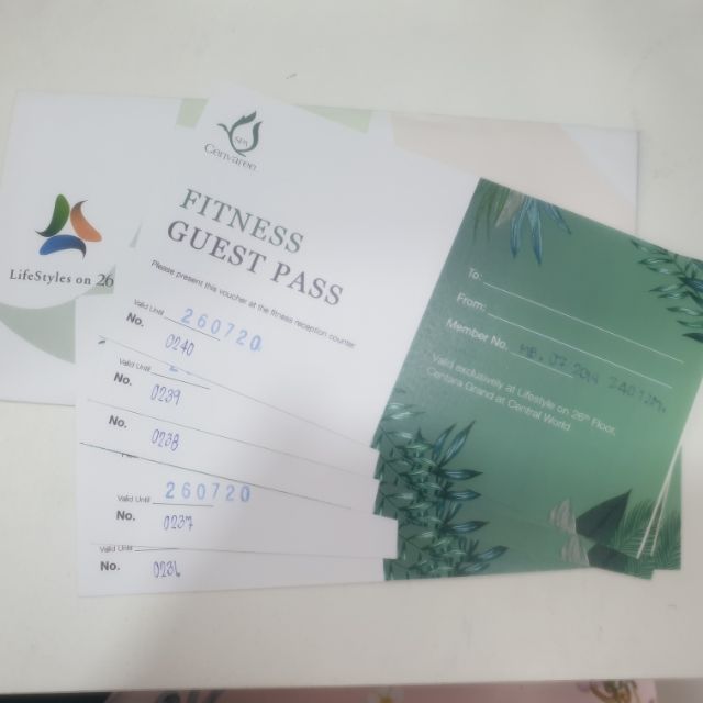 บัตร one-day pass fitness (lifestyle at 26) โรงแรมเซนทาราแกรนด์ เซ็นทรัลเวิร์ล 
มี 5ใบ
บัตรหมดอายุ 2