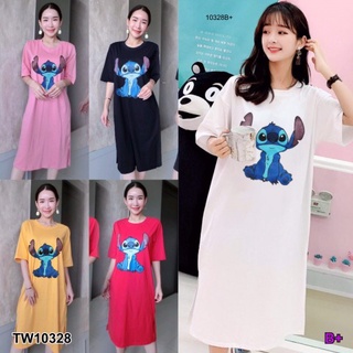 👗Pfashion [ส่งไว!!🚛] P10328 เดรสคอกลมแขนสั้นสกรีน Stitch Round Neck Short Sleeve Stitch Dress