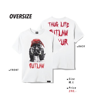 Fifty Cent ® เสื้อ Oversize ไซส์ใหญ่ รุ่น Tupac สีขาว ชาย หญิง M L / Os