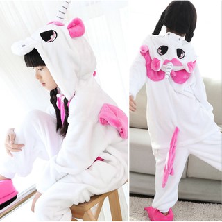 เด็กหญิงยูนิคอร์นเสือ Kigurumi ชุด Cosplay สัตว์ Onesie ชุดนอน Sleepwear