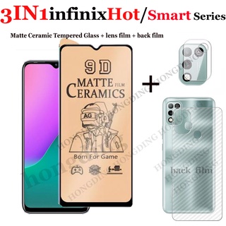 [3in1] ฟิล์มกระจกนิรภัยเซรามิก ผิวด้าน ป้องกันเลนส์ ด้านหลัง สํำหรับ Infinix Hot 12 Play 12i 11S Hot 10i Hot 10 Play Hot 10S Hot 9 Play Hot 11 Play samrt 5 6 4