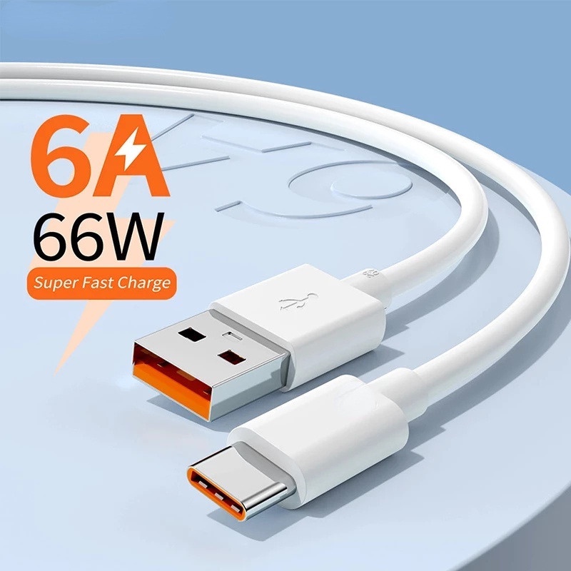 สายชาร์จ USB Type C 6A 66W ชาร์จเร็ว สําหรับ Huawei Mate 40 50 Xiaomi 11 10 Pro OPPO R17