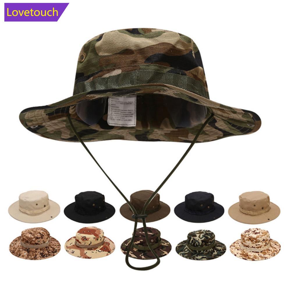 Lovetouch Men Camouflage Bucket Hat Summer Outdoor Hiking Sunscreen Camo Sun Cap M9N6