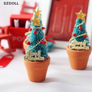 [cxSZDOLL]  1:12 Dollhouse Miniture Christmas tree potted plants Decorative model toys  DOM