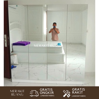 Lemari Pakaian Full Cermin 4 Pintu Design Premium Mewah Murah Terjangkau