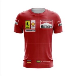 ใหม่ เสื้อยืดแขนสั้น ลายทีม F1 Ferrari แบบแห้งเร็ว สําหรับเด็กผู้ชาย 2022