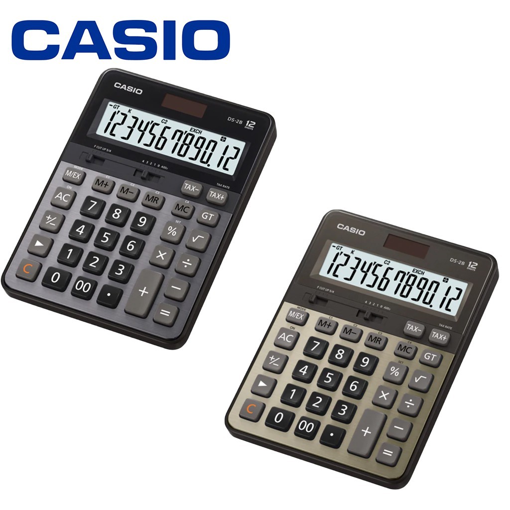 Casio DS-2B เครื่องคิดเลขตั้งโต๊ะ ของแท้ ประกันศูนย์ 2 ปี เครื่องคิดเลข DS-2B GD(สีทอง) และ BK (สีดำ) 12 หลัก ของใหม่
