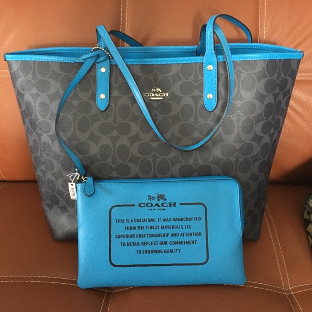 Coach tote bag F36658 สีฟ้า 4900