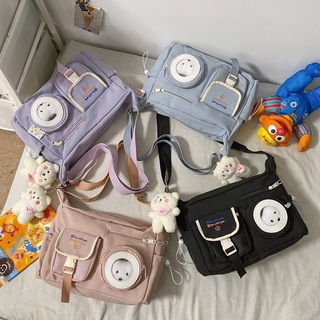 ส่งจากไทย(4สี/พร้อมส่ง) กระเป๋าสะพายข้าง ผ้าใบใหญ่ น้องหมี  กระเป๋าผ้าแคนวาสสไตล์ใหม่ **มีเข็มกลัดน้องหมีแถมให้**